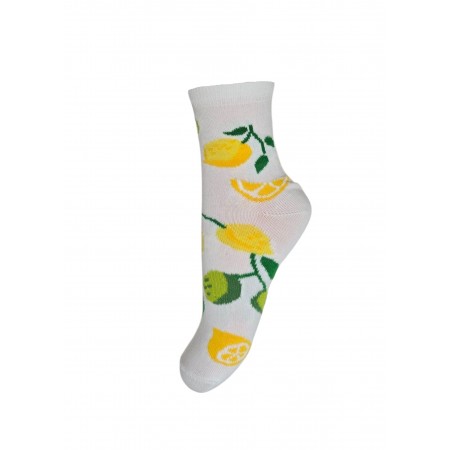 Skarpety dziecięce bawełniane ecru w cytryny/limonki