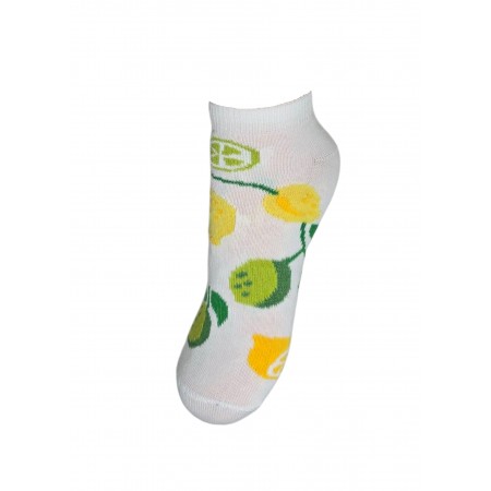 stopki dziecięce bawełniane ecru w cytryny/limonki