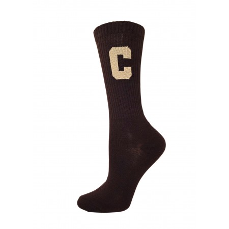 Skarpety damskie wysokie brązowe z literą C