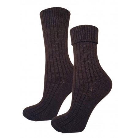Skarpety wełniane brąz prążek