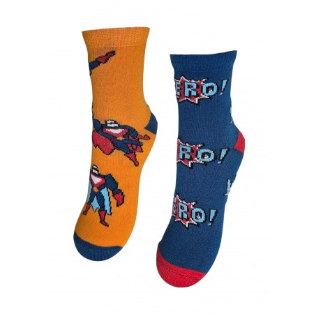 Skarpety chłopięce pomarańczowo-jeansowe HERO