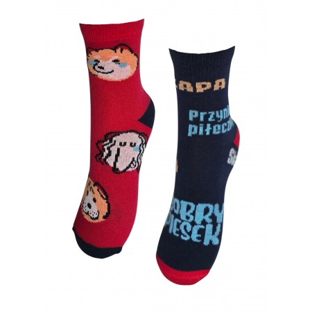Skarpety chłopięce granatowo-czerwone DOBRY PIESEK
