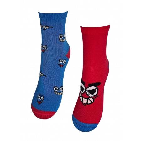 Skarpety chłopięce czerwono-chabrowe BUŹKI