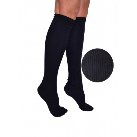 Podkolanówki bawełniane BEZUCISKOWE czarne prążek