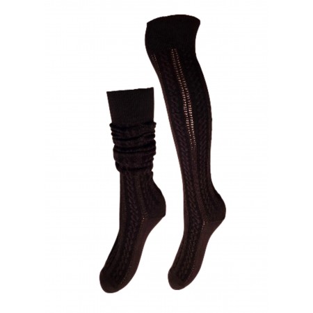 Podkolanówki bawełniane z ażurowym wzorem brązowe