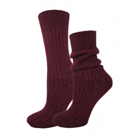skarpety wełniane bordo prążek