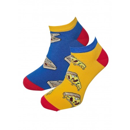 Stopki męskie Colorful żółto-chabrowe pizza