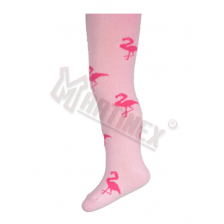 Rajstopy niemowlęce, bawełniane wzorzyste (różowe we flamingi)